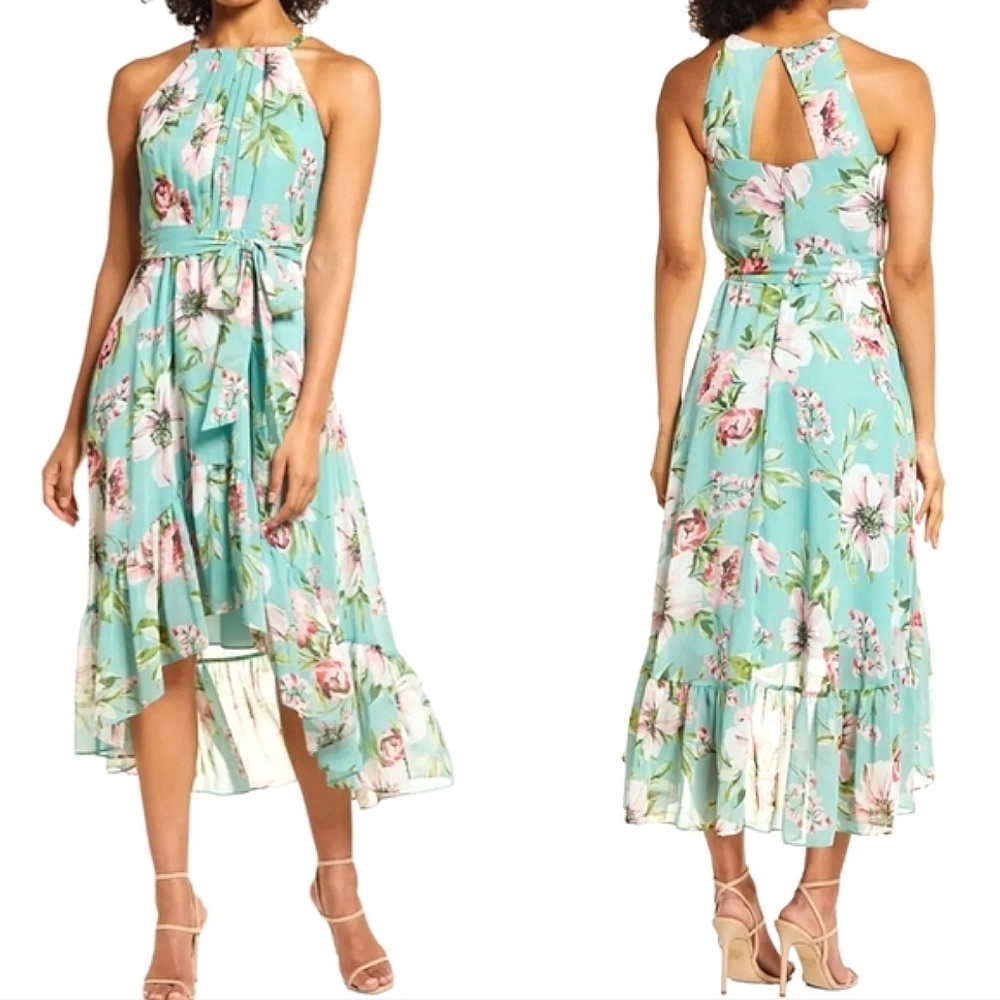 Vince Camuto Floral Print High-Low Maxi Dress